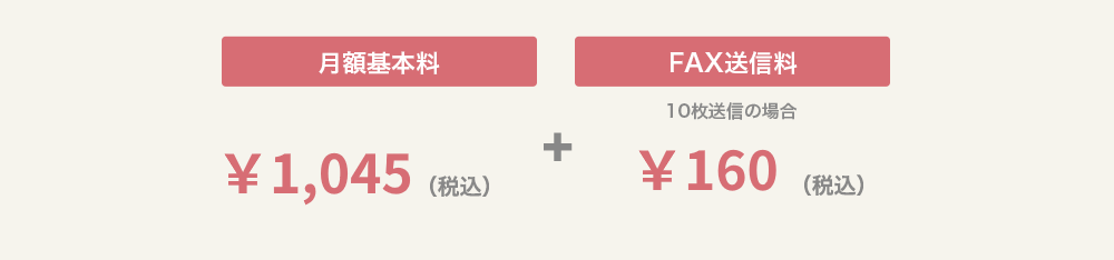 月額使用料￥1,045（税込）＋FAX送信料￥16（税込）